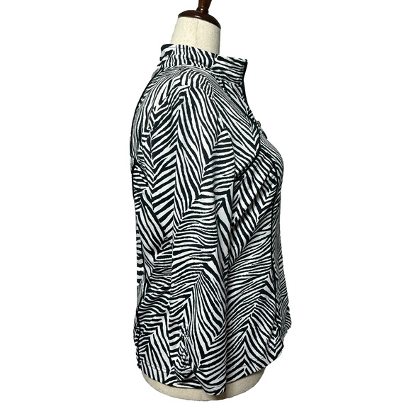 Chicos Zenergy Jacket Womens Large 2 Black White Zebra Print Full Zip Office - Picture 7 of 9